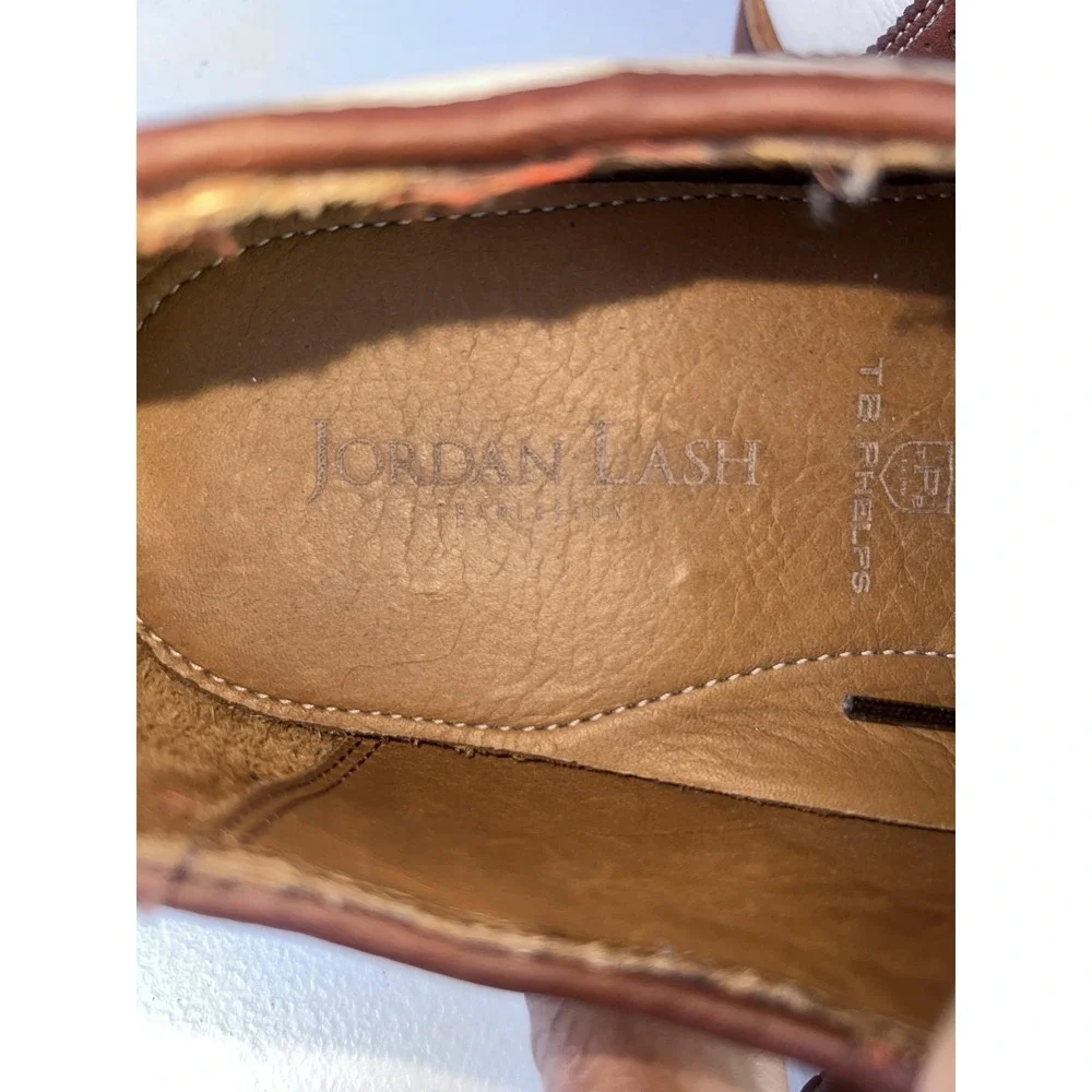 Jordan Lash Charleston Shoes Mens 10.5 White Brown Leather Saddle Dress Oxfords